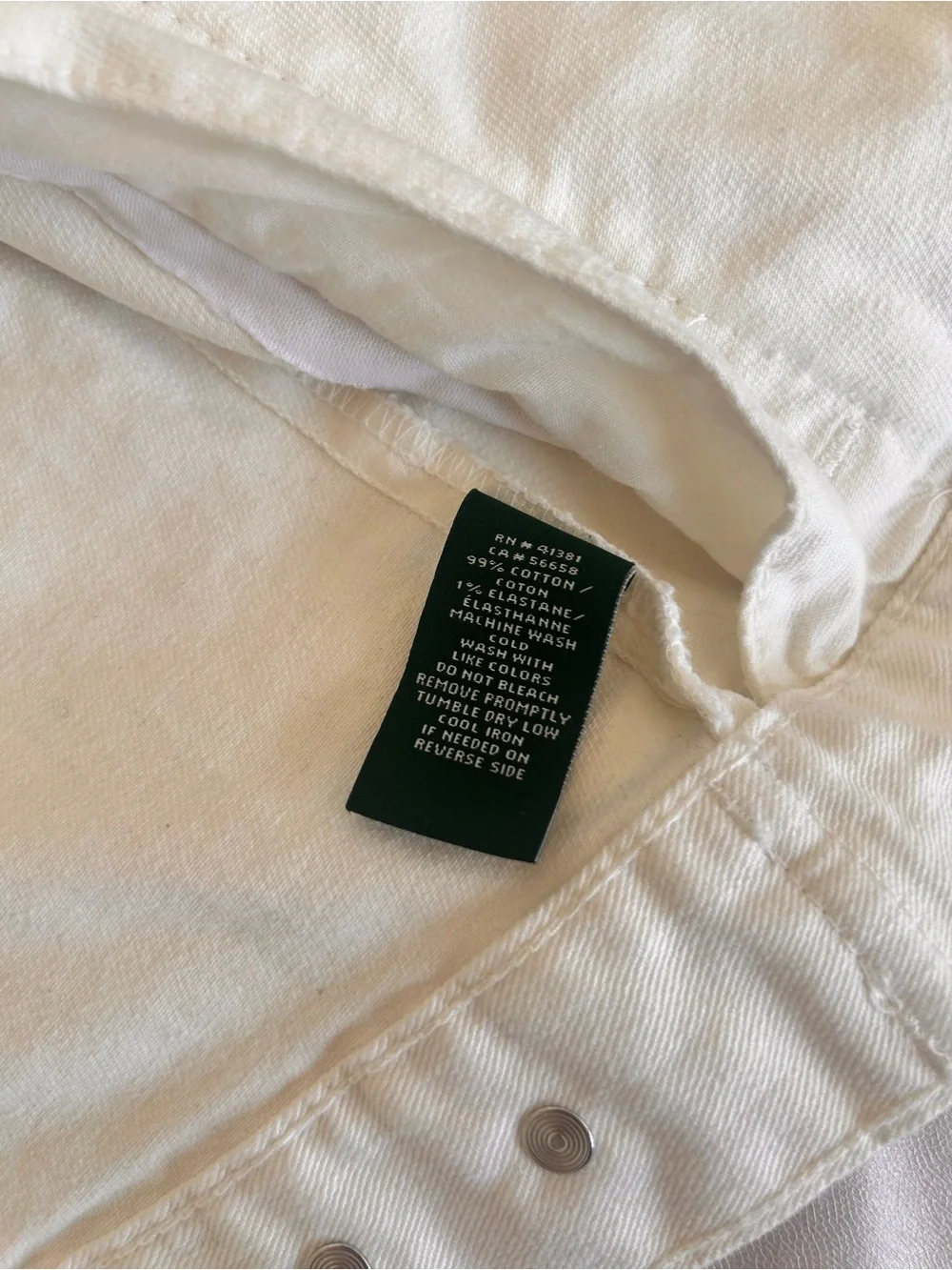 Ralph Lauren Cream Collarless Denim Jacket - Picture 5 of 7